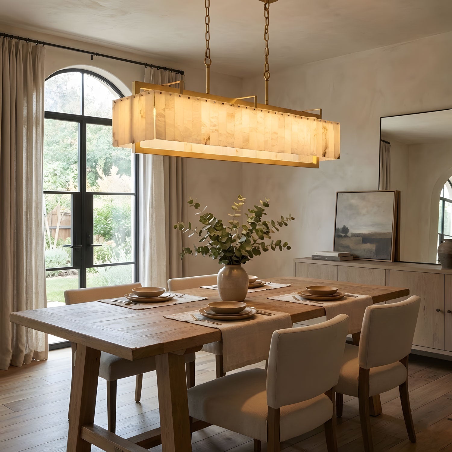 Premium Solstice Bar Alabaster Chandelier-Chandelier-Briglighting