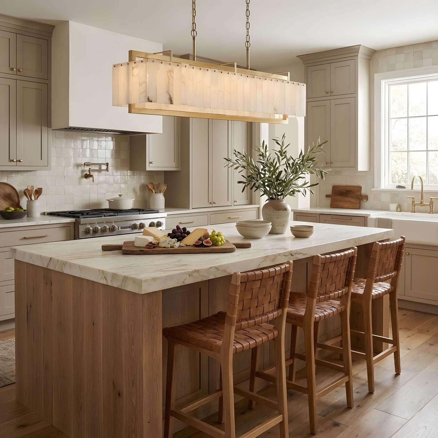 Premium Solstice Bar Alabaster Chandelier-Chandelier-Briglighting