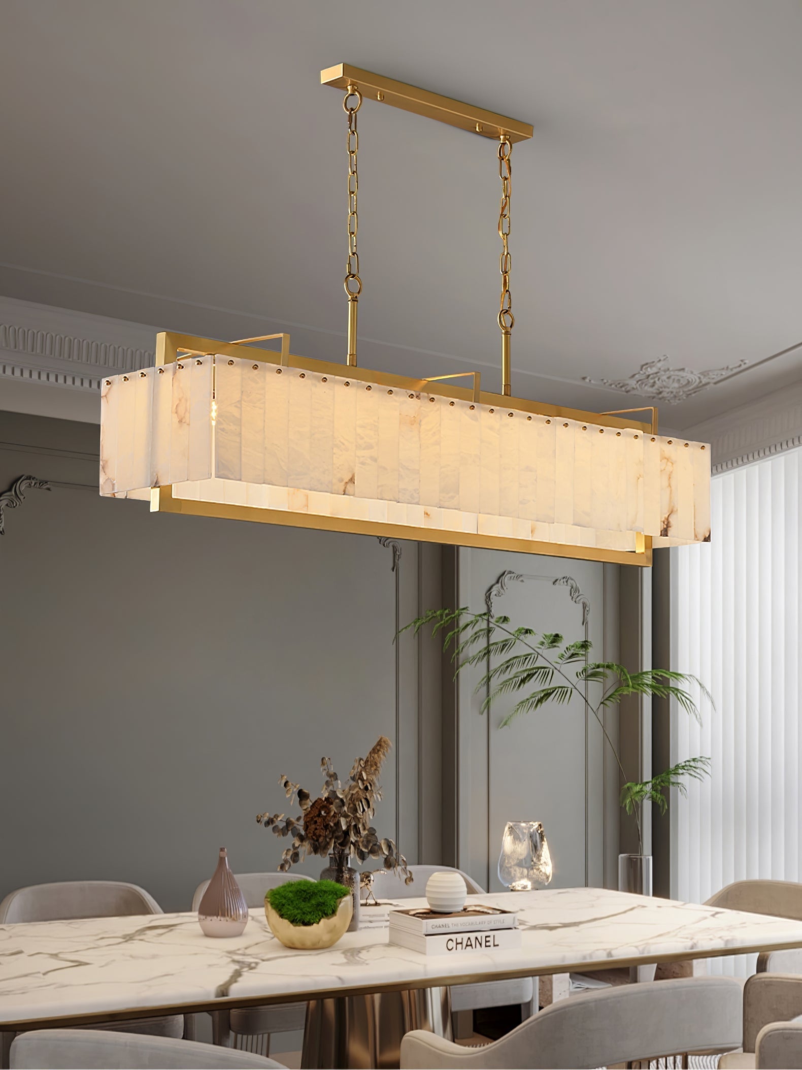 Premium Solstice Bar Alabaster Chandelier-Chandelier-Briglighting