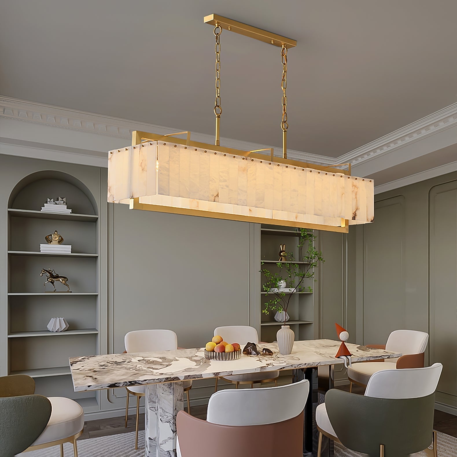 Premium Solstice Bar Alabaster Chandelier-Chandelier-Briglighting