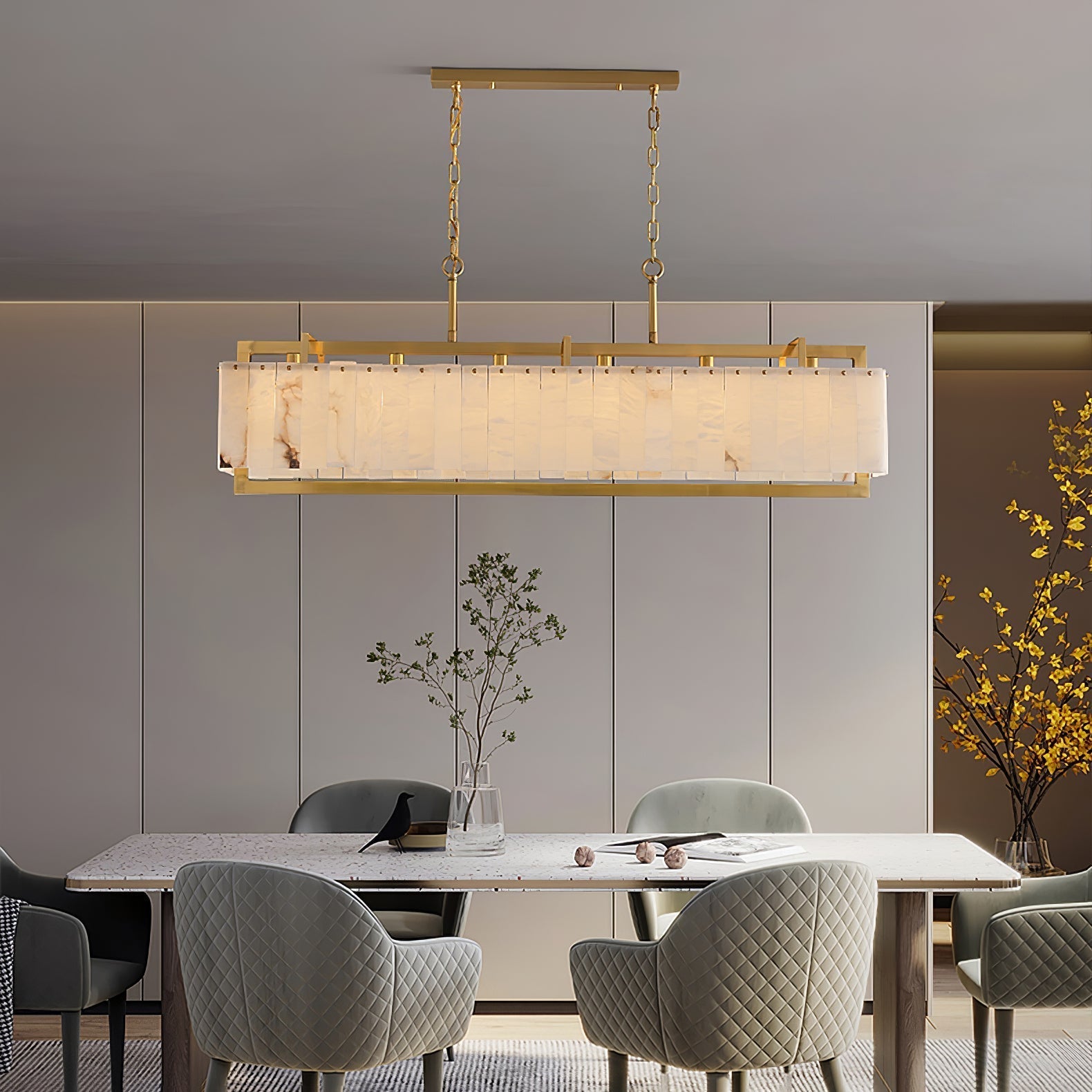 Premium Solstice Bar Alabaster Chandelier-Chandelier-Briglighting