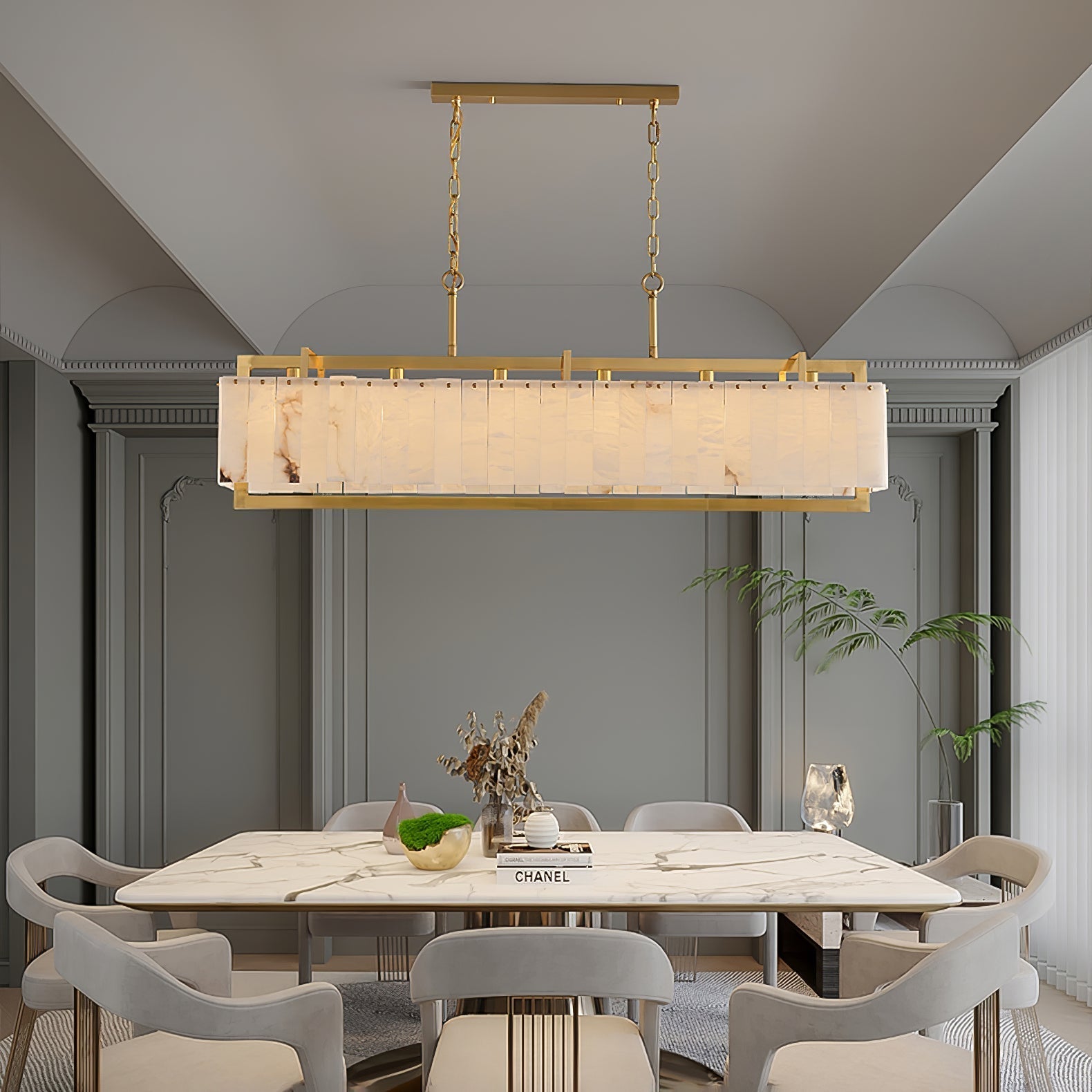 Premium Solstice Bar Alabaster Chandelier-Chandelier-Briglighting