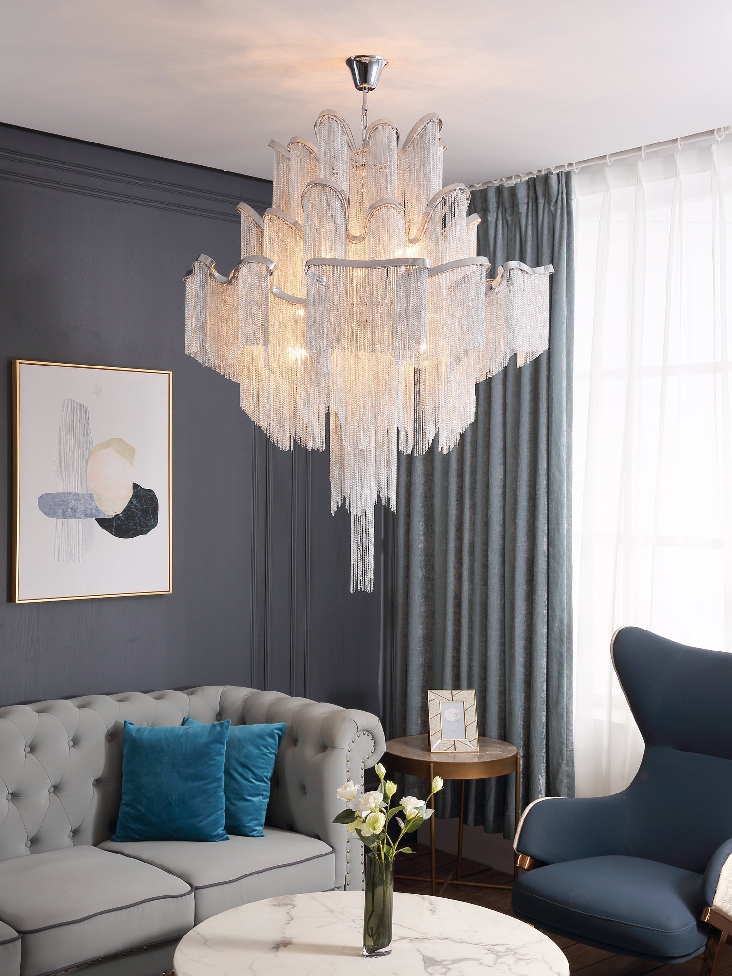Stream Chain Chandelier-Chandelier-Briglighting