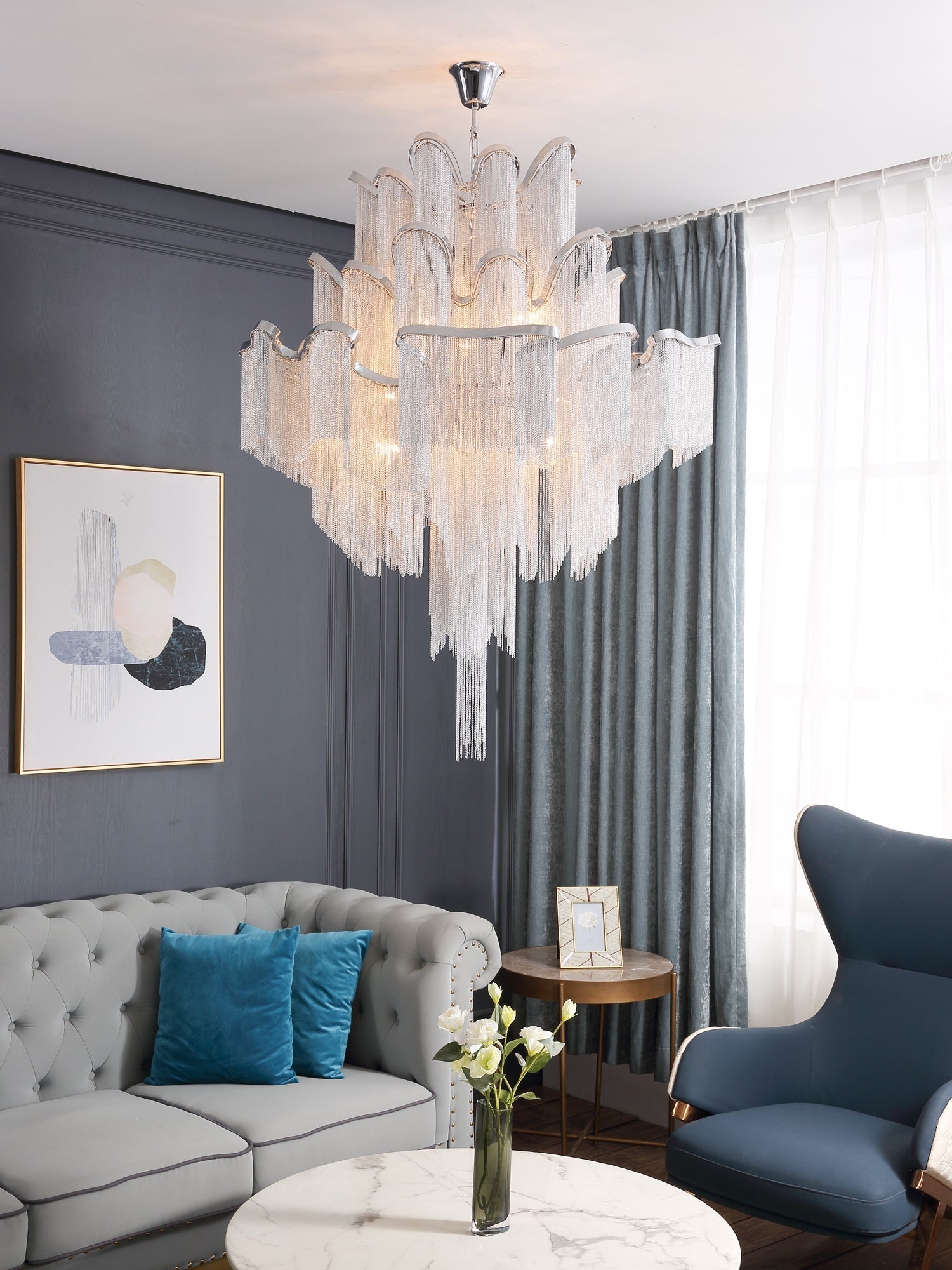 Stream Chain Chandelier-Chandelier-Briglighting