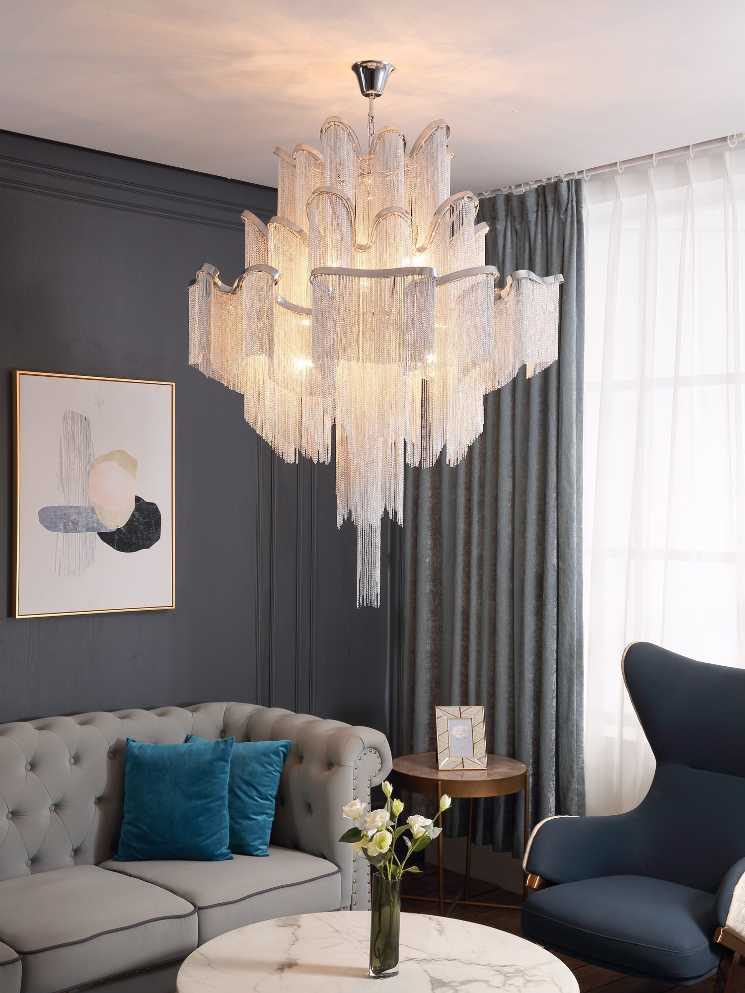 Stream Chain Chandelier-Chandelier-Briglighting