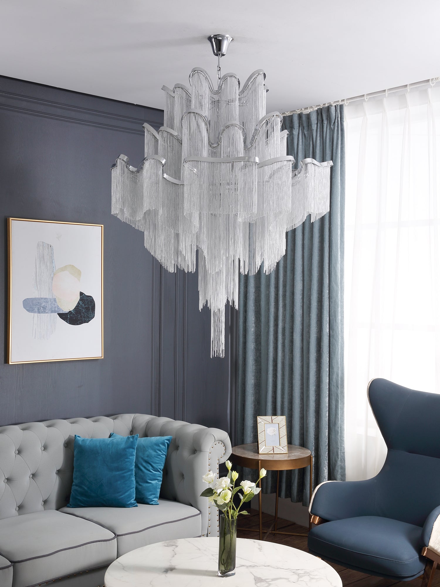 Stream Chain Chandelier-Chandelier-Briglighting