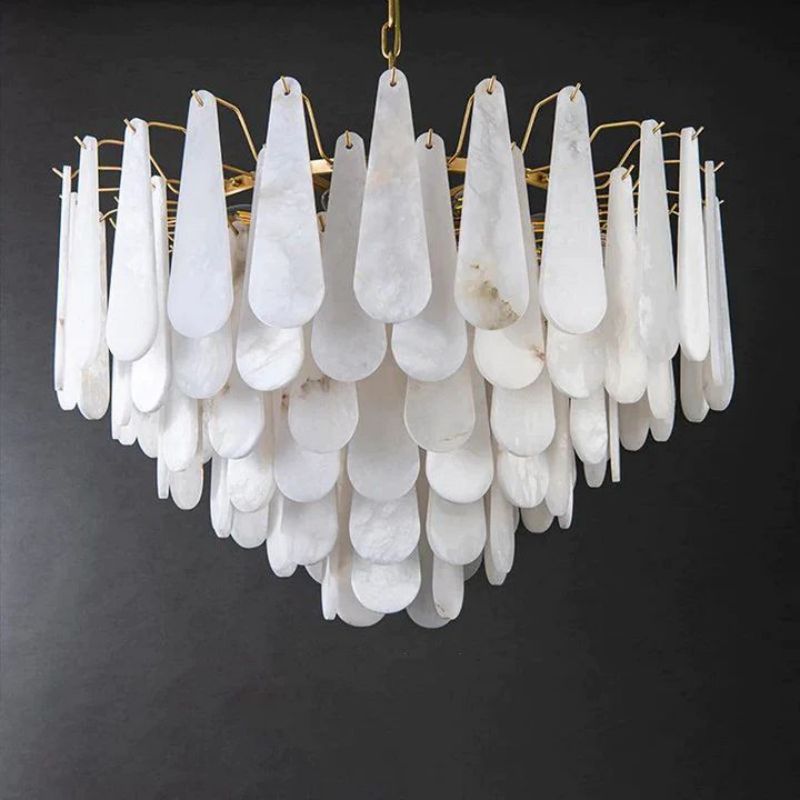 Alabaster Feathery Chandelier-chandeliers for dining room,chandeliers for stairways,chandeliers for foyer,chandeliers for bedrooms,chandeliers for kitchen,chandeliers for living room-Briglighting