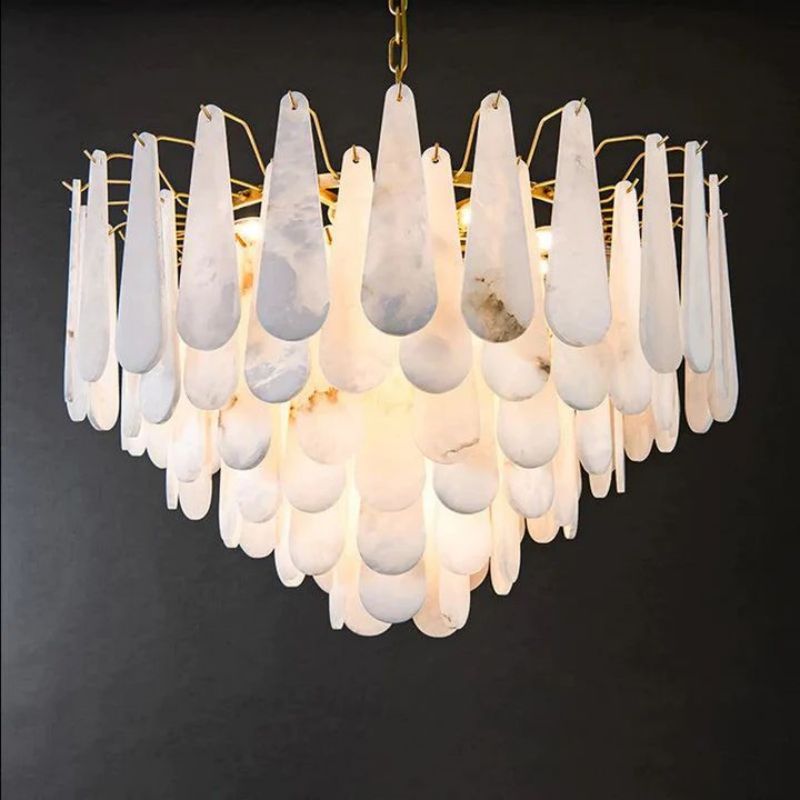 Alabaster Feathery Chandelier-chandeliers for dining room,chandeliers for stairways,chandeliers for foyer,chandeliers for bedrooms,chandeliers for kitchen,chandeliers for living room-Briglighting