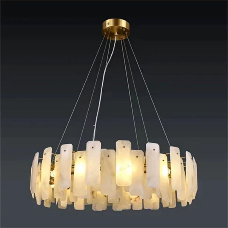 Dien Alabaster Round Chandelier-chandeliers for dining room,chandeliers for stairways,chandeliers for foyer,chandeliers for bedrooms,chandeliers for kitchen,chandeliers for living room-Briglighting