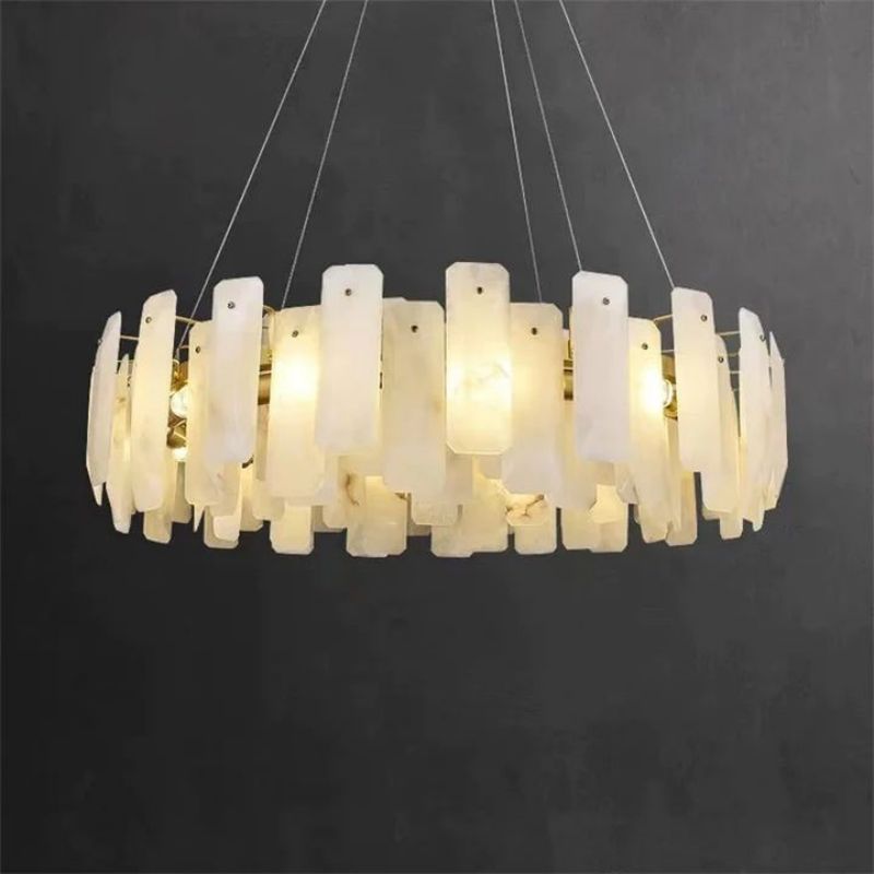 Dien Alabaster Round Chandelier-chandeliers for dining room,chandeliers for stairways,chandeliers for foyer,chandeliers for bedrooms,chandeliers for kitchen,chandeliers for living room-Briglighting