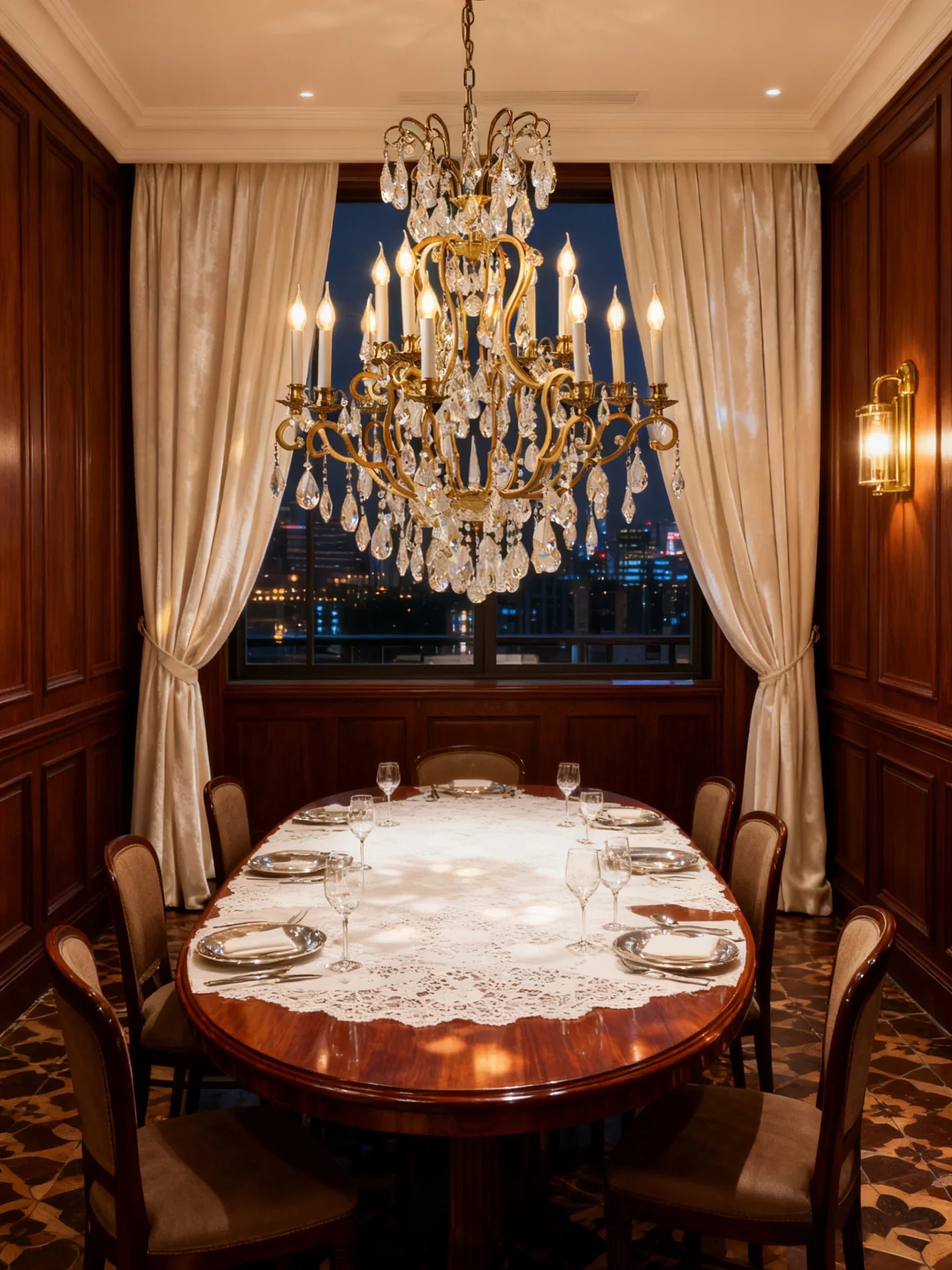 31'' Living Room Chandelier 12 Lights Antique Wrought Iron Crystal Chandelier Lighting WI01L12-吊灯-Briglighting