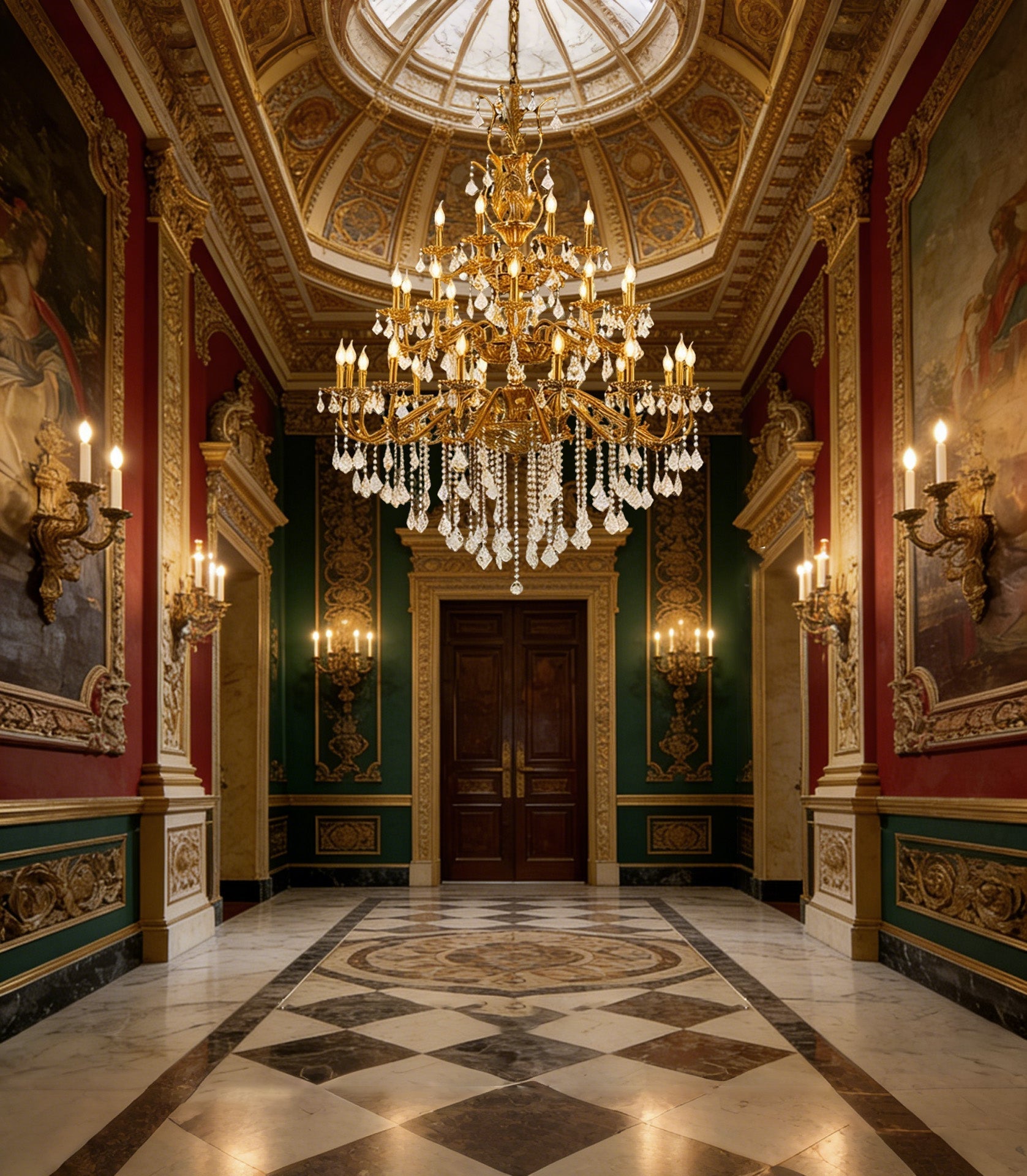 51X68 Inch 30 Lights Tiered Brass and Crystal Chandelier for Foyer-Briglighting