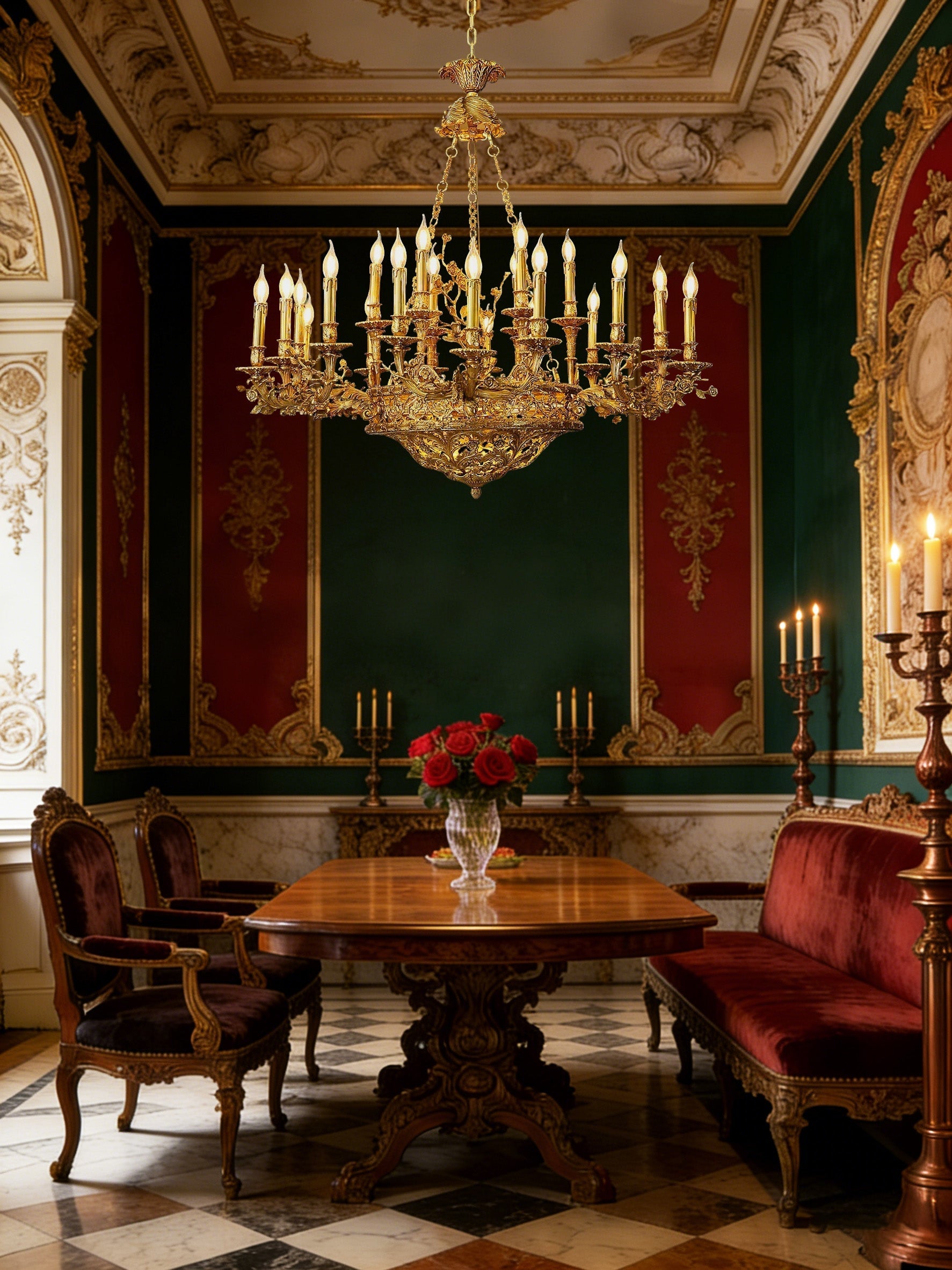 47X43 Inch Baroque Style Antique French Palace Copper Chandelier-Briglighting
