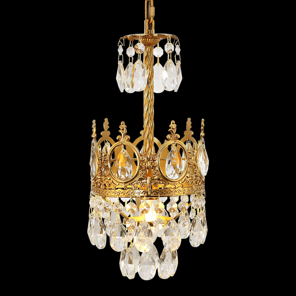 6 Inch Mini Crystal Pendant Light for Kitchen Island Empire Style Brass Crystal Chandelier-Briglighting