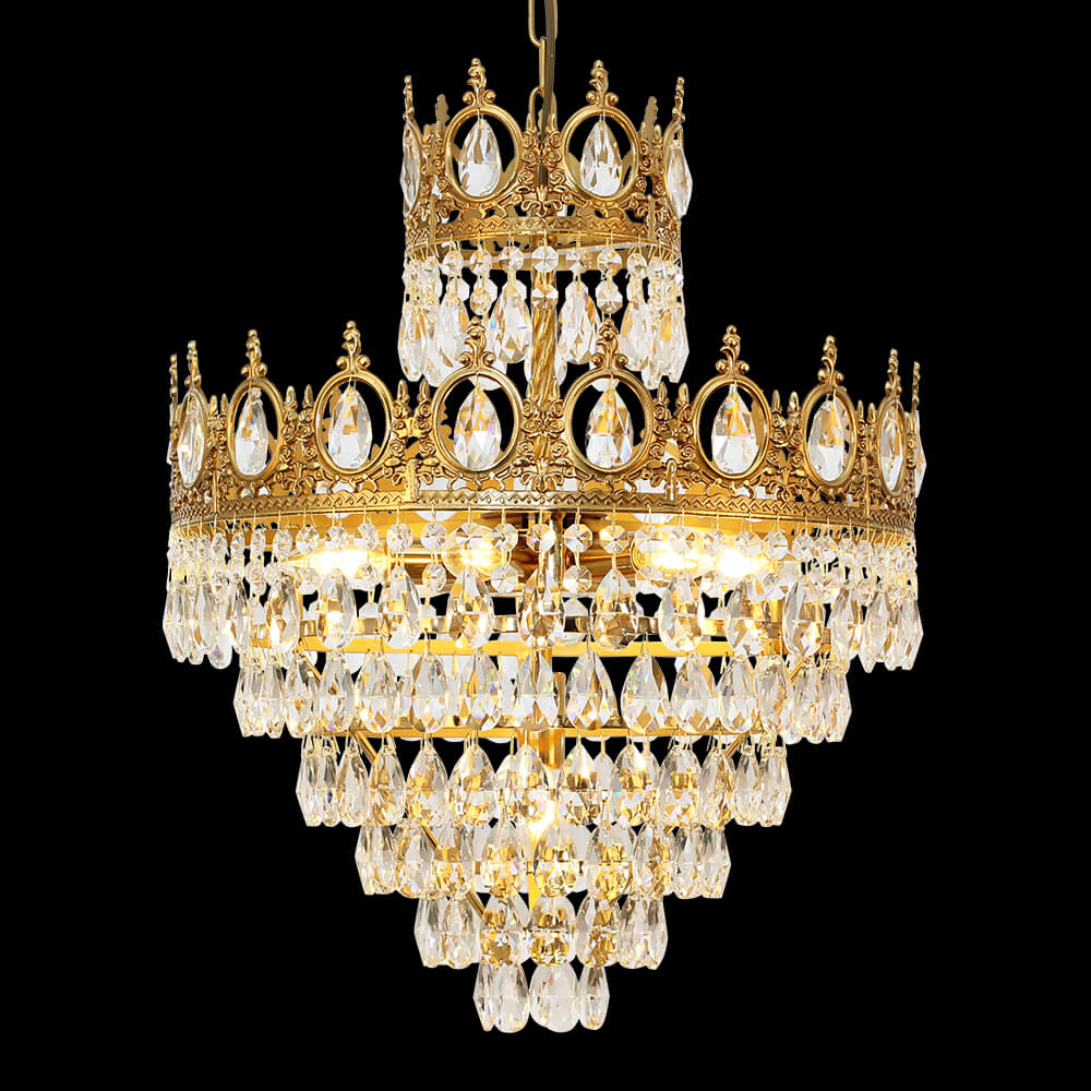 18 Inch Small Crystal Chandelier for Extrance Empire Style Brass Chandelier-Briglighting