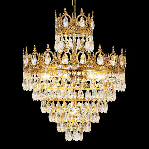 18 Inch Small Crystal Chandelier for Extrance Empire Style Brass Chandelier-Briglighting