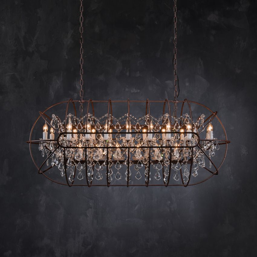 Zoraida Crystal Rectangular Chandelier-Chandelier-Briglighting