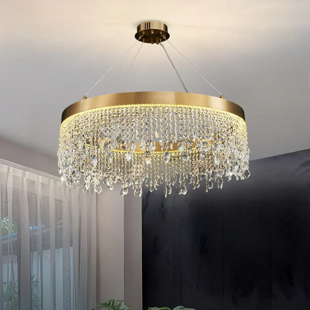 Zara Gold Crystal Chandelier for Living Room & Dining Room-Crystal Chandelier-Briglighting