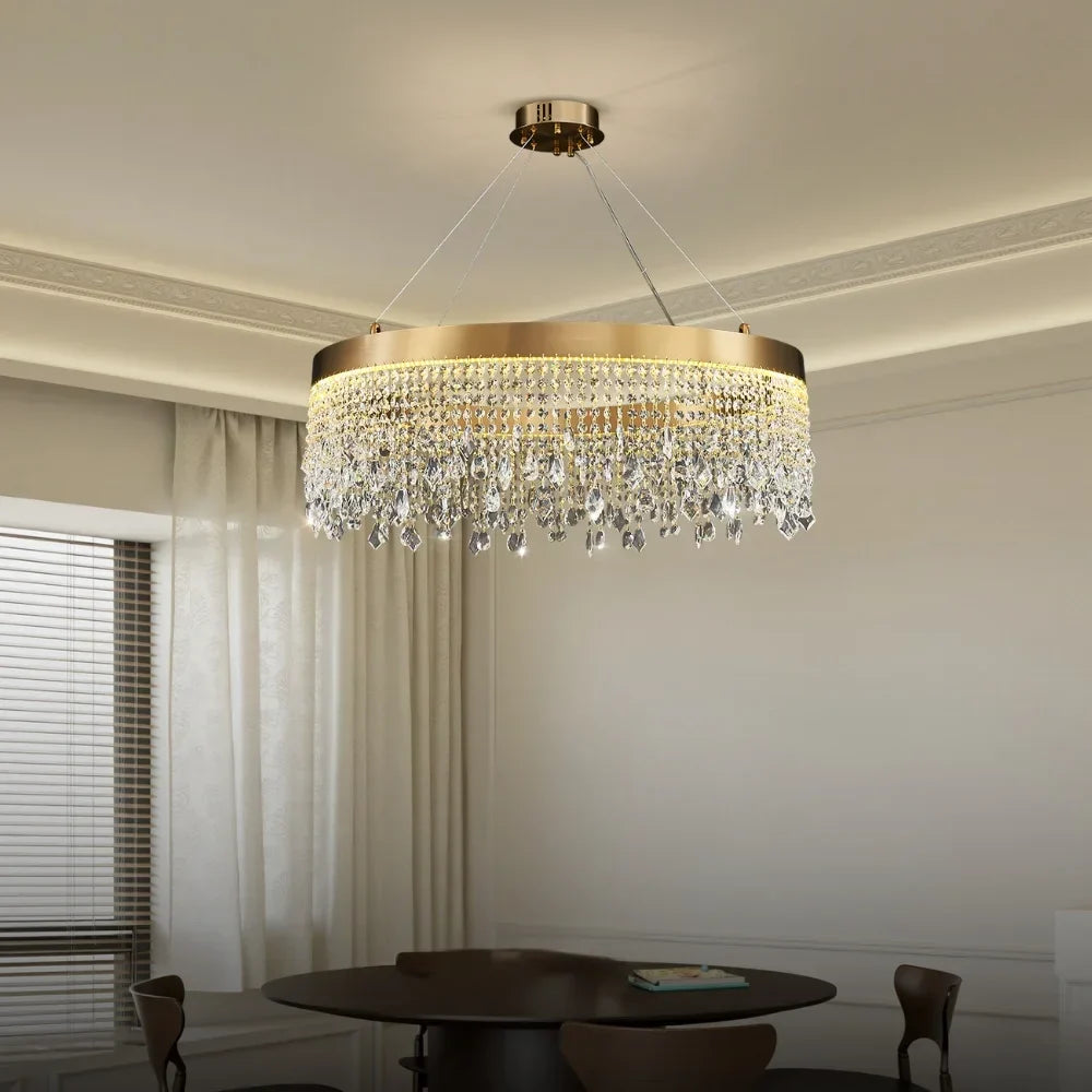 Zara Gold Crystal Chandelier for Living Room & Dining Room-Crystal Chandelier-Briglighting
