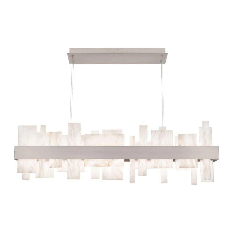 Acropolis 46in LED Linear Alabaster Chandelier - Brushed Nickel-Briglighting