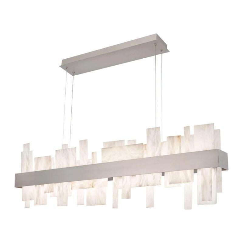 Acropolis 46in LED Linear Alabaster Chandelier - Brushed Nickel-Briglighting