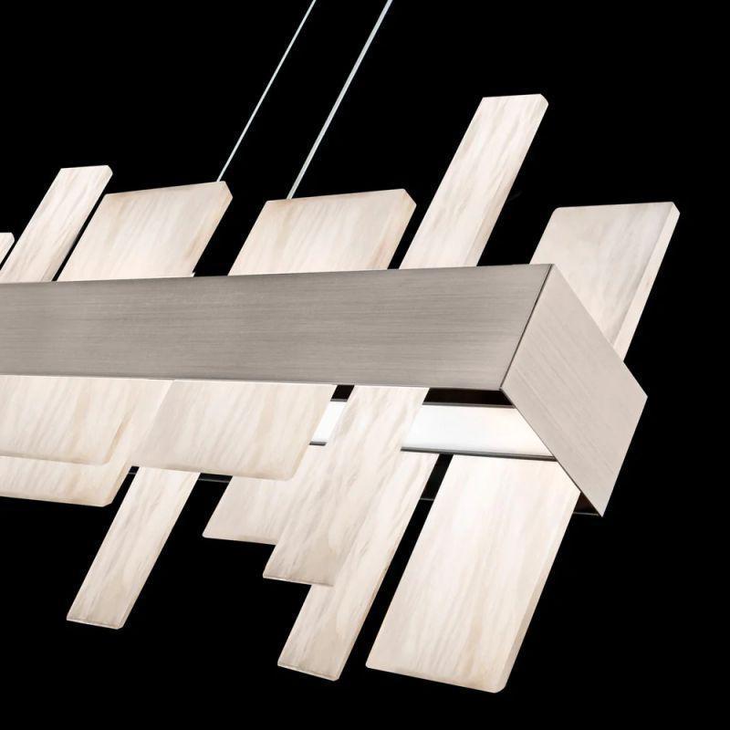 Acropolis 46in LED Linear Alabaster Chandelier - Brushed Nickel-Briglighting