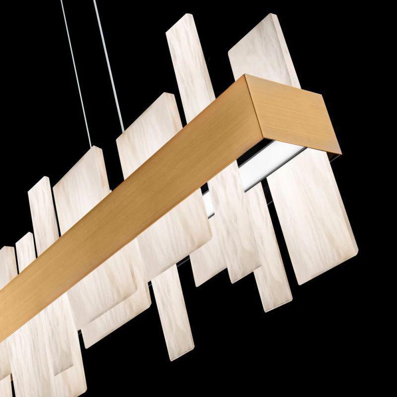 Acropolis 46in LED Linear Alabaster Chandelier - Brass-Briglighting