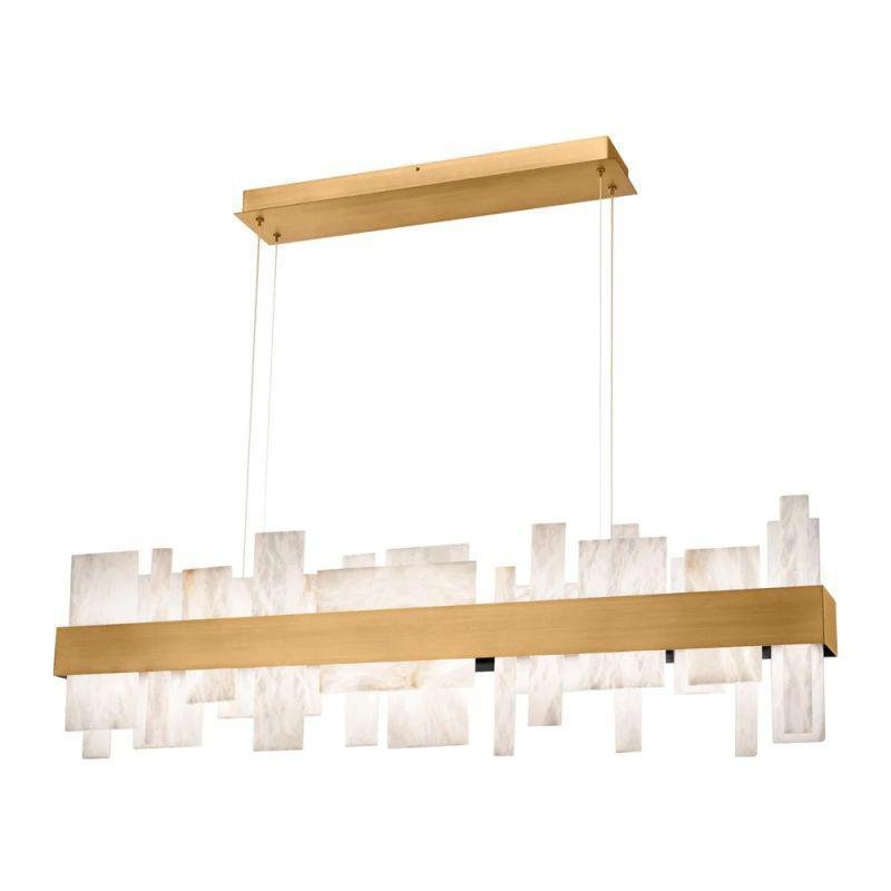 Acropolis 46in LED Linear Alabaster Chandelier - Brushed Nickel-Briglighting