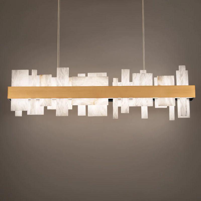 Acropolis 46in LED Linear Alabaster Chandelier - Brass-Briglighting