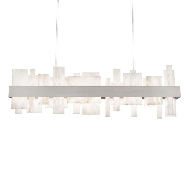 Acropolis 46in LED Linear Alabaster Chandelier - Brushed Nickel-Briglighting