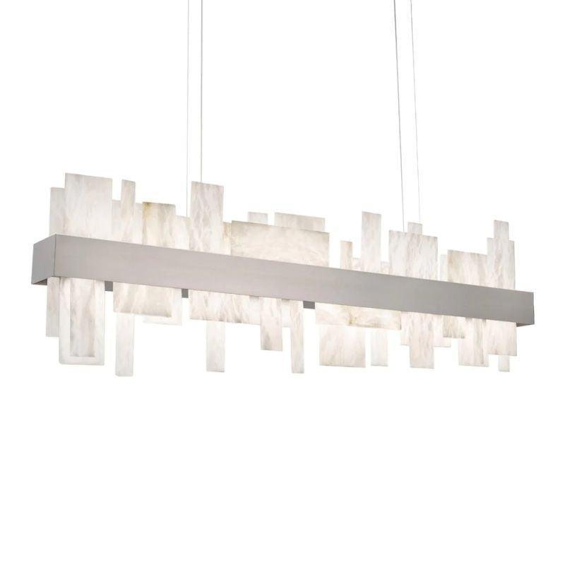 Acropolis 46in LED Linear Alabaster Chandelier - Brushed Nickel-Briglighting