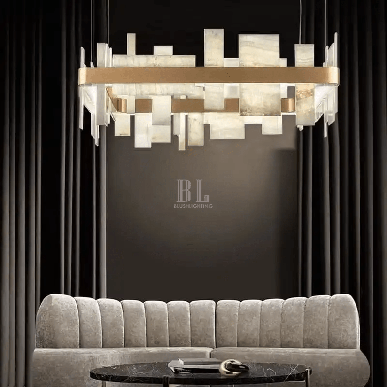 Alabaster Acropolis LED Square Chandelier - 19.7"W-Briglighting