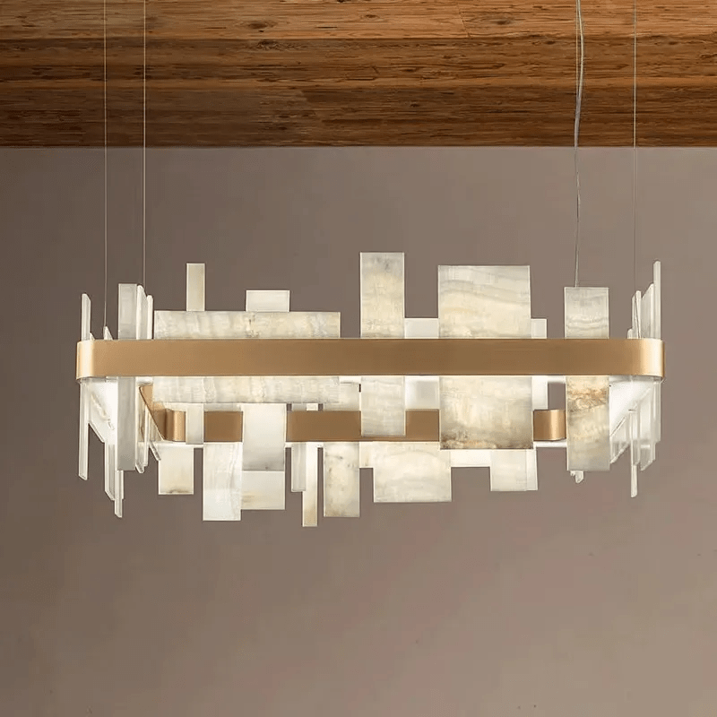 Alabaster Acropolis LED Square Chandelier - 19.7"W-Briglighting