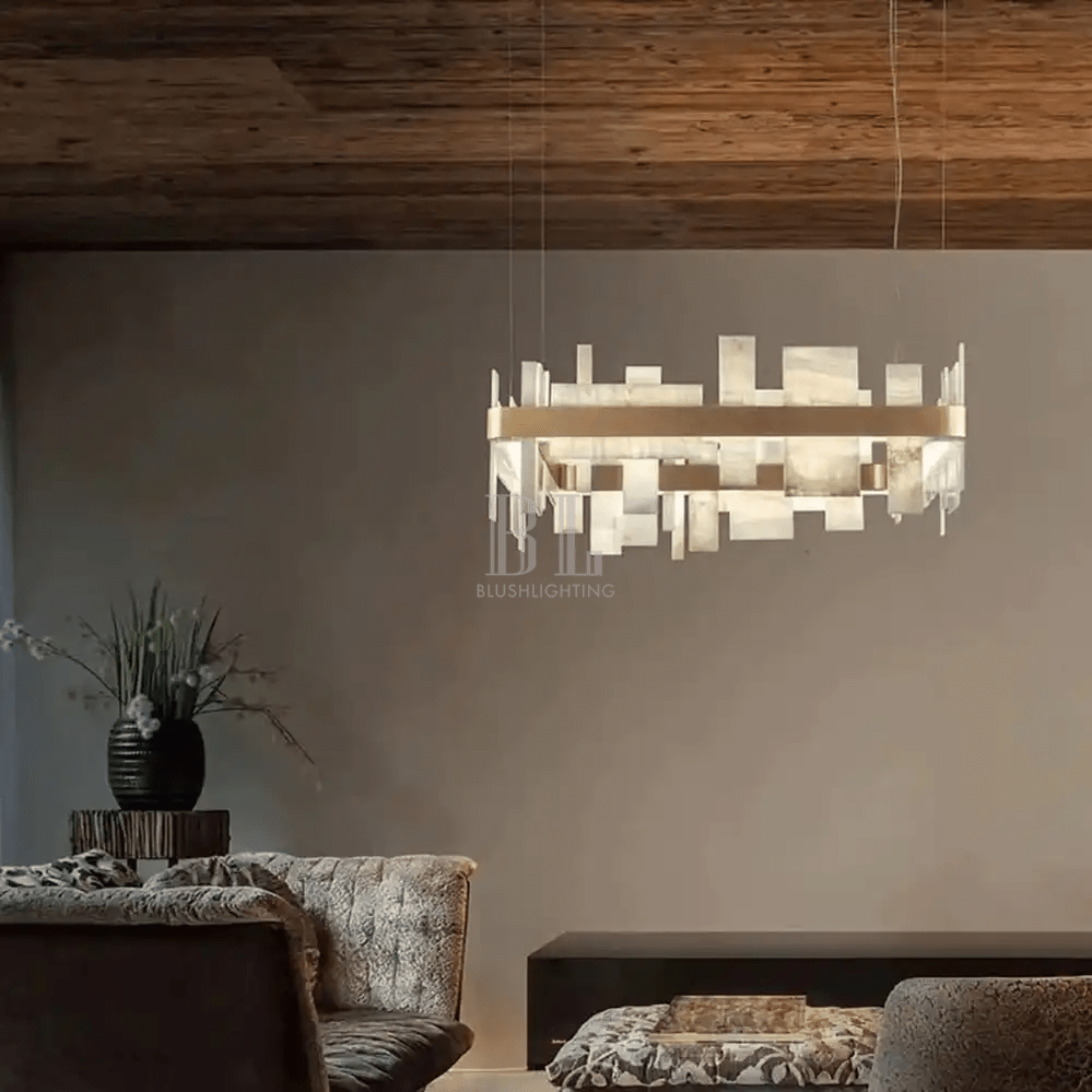 Alabaster Acropolis LED Square Chandelier - 19.7"W-Briglighting