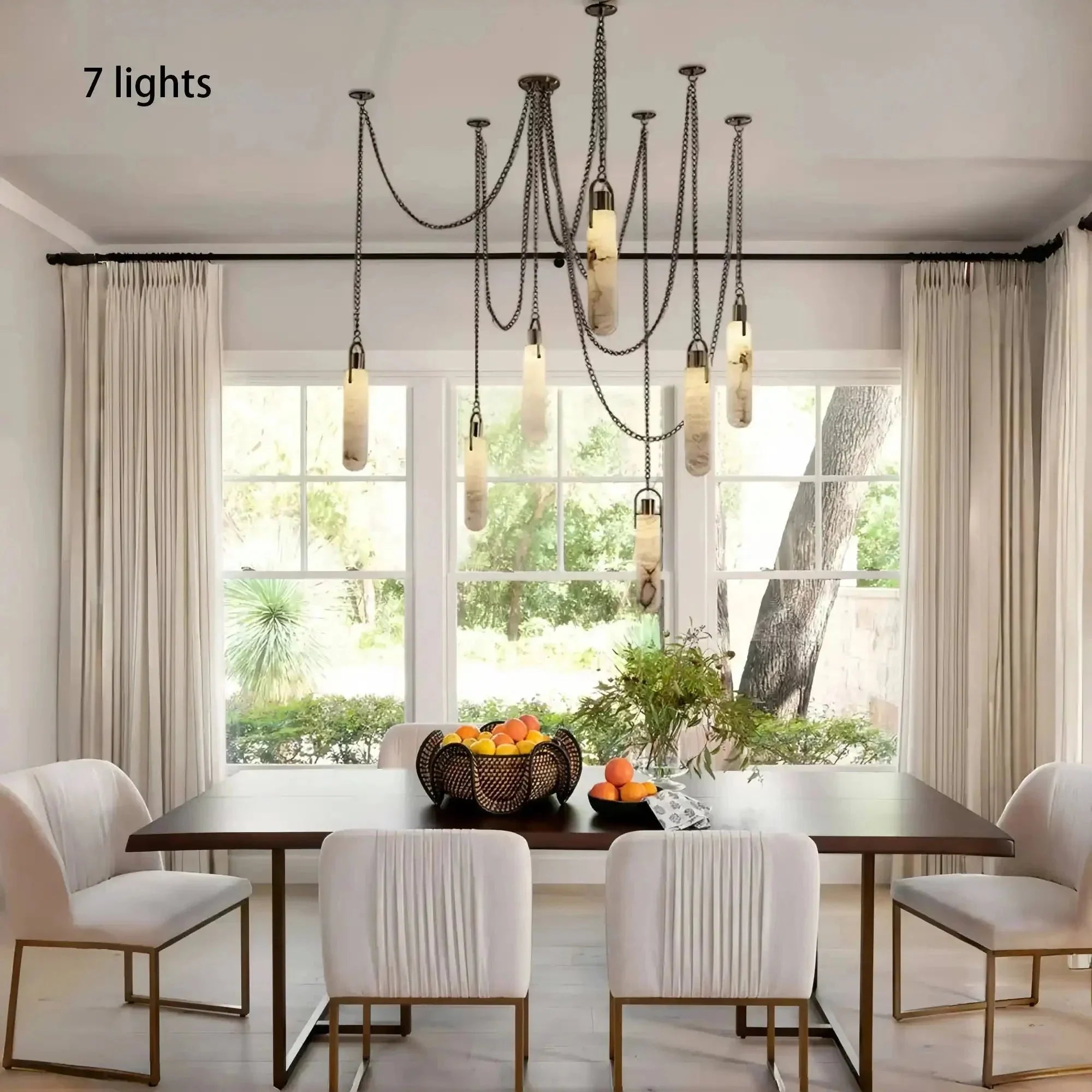 Alabaster Flint 1/2/3/5/7/9/12/15 - Light LED Multi - Drop Pendant - 9 lightsManor Lights