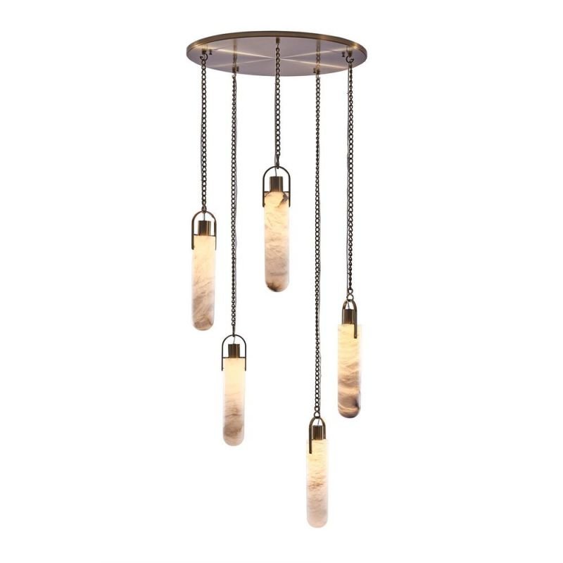 Alabaster Flint Additions Multi Light Pendant, Round Chandelier For staircase, Hallway - Briglighting