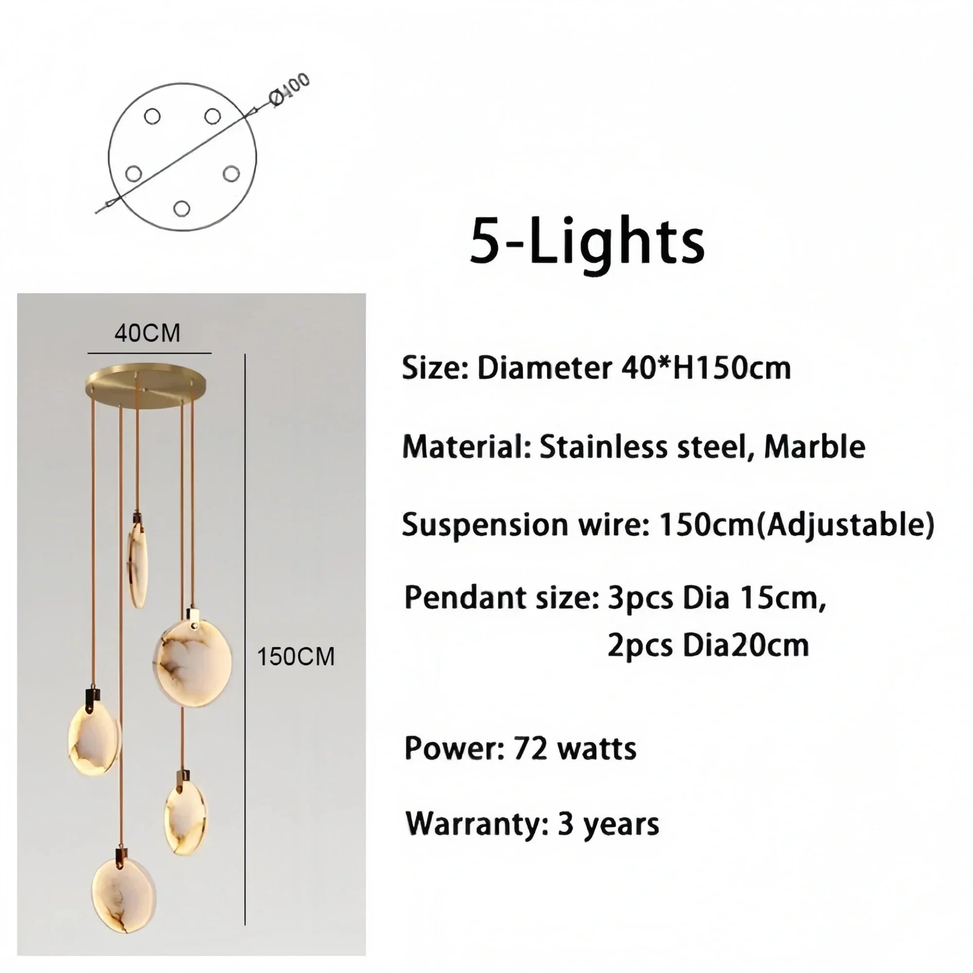 Alabaster Long Staircase Chandelier 5 styles - 15 LightsBriglighting