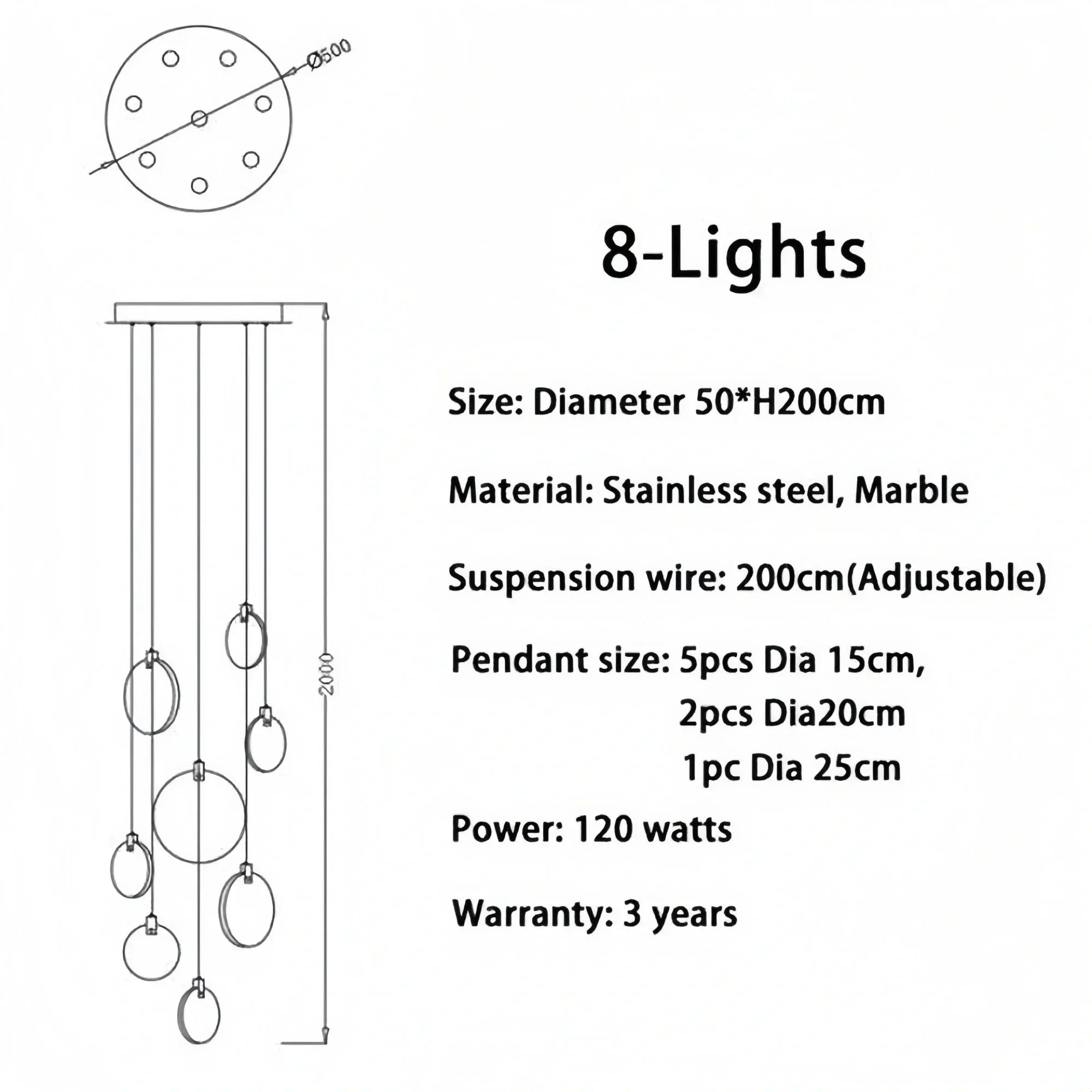 Alabaster Long Staircase Chandelier 5 styles - 15 LightsBriglighting