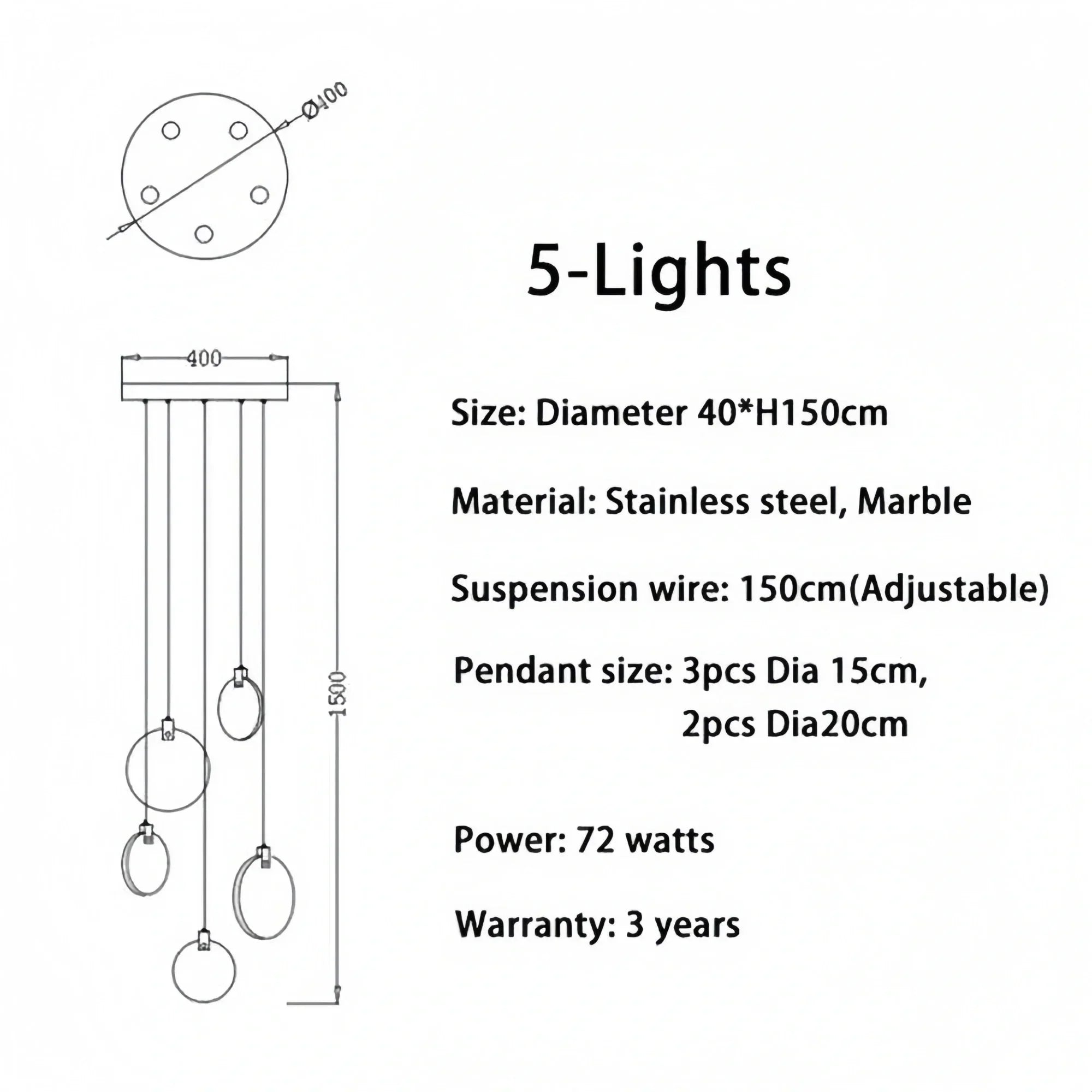 Alabaster Long Staircase Chandelier 5 styles - 15 LightsBriglighting