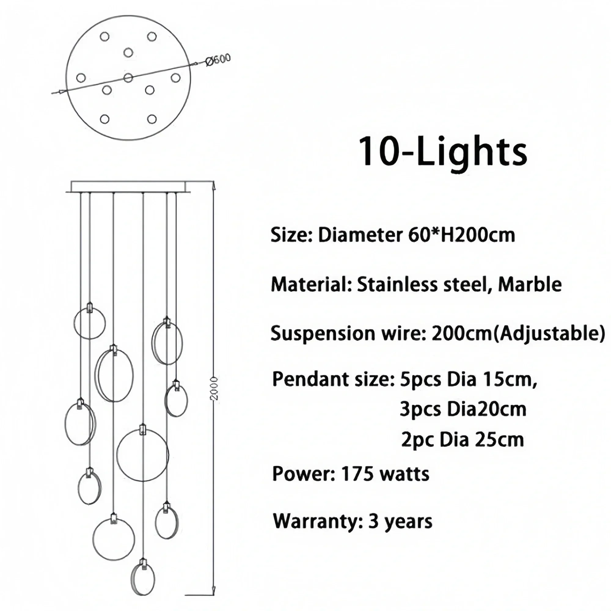 Alabaster Long Staircase Chandelier 5 styles - 15 LightsBriglighting