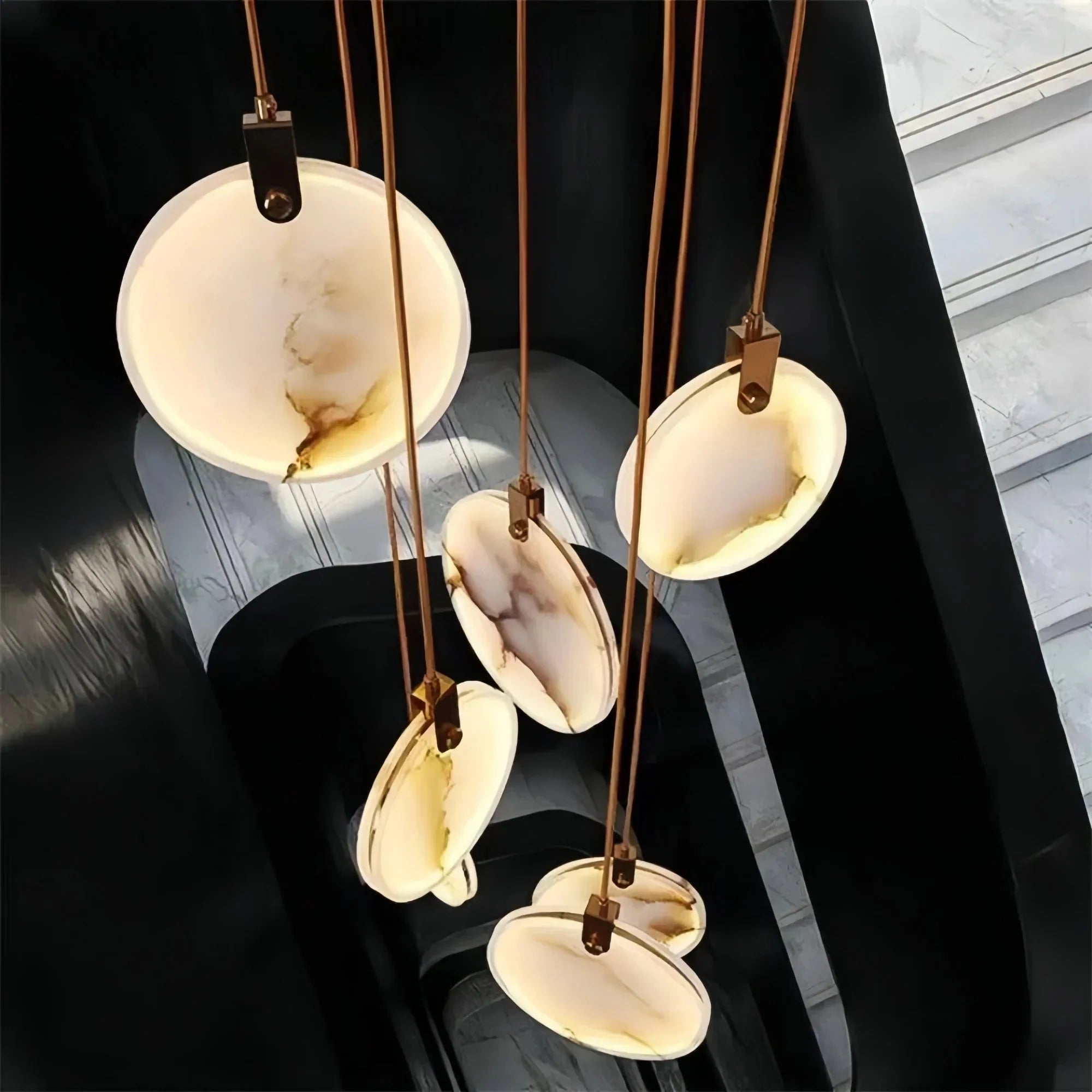 Alabaster Long Staircase Chandelier 5 styles - 10 LightsBriglighting