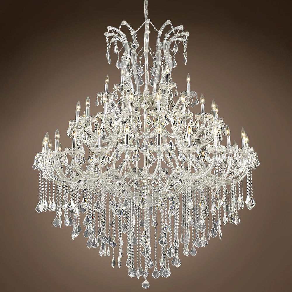 48 Lights Big Maria Theresa Chandelier 59X71 Inch Chrome Crystal Chandelier for Living Room-Briglighting