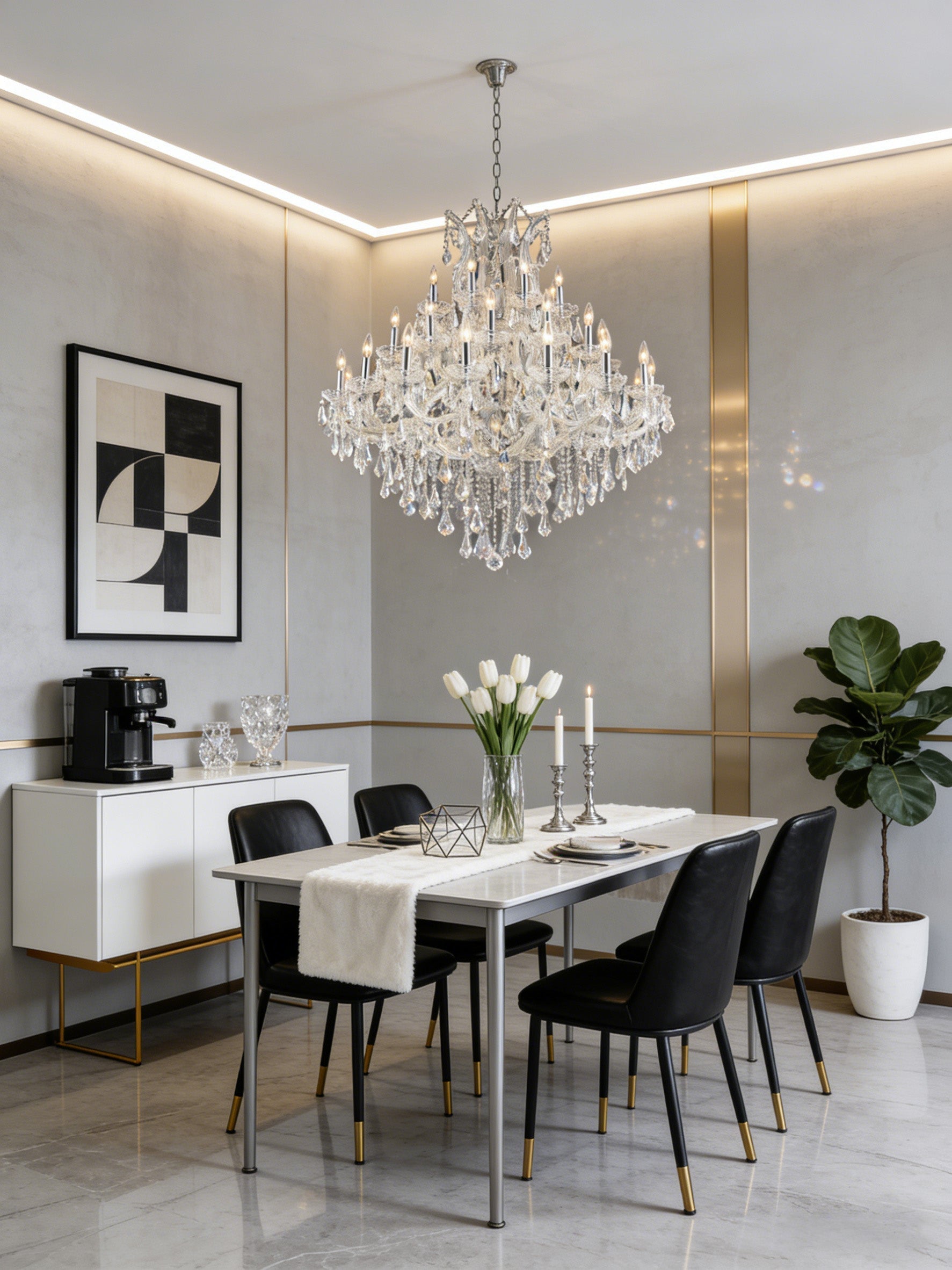 37 Lights Maria Theresa Chandelier 44 Inch Elegant Chrome Crystal Lighting-Briglighting