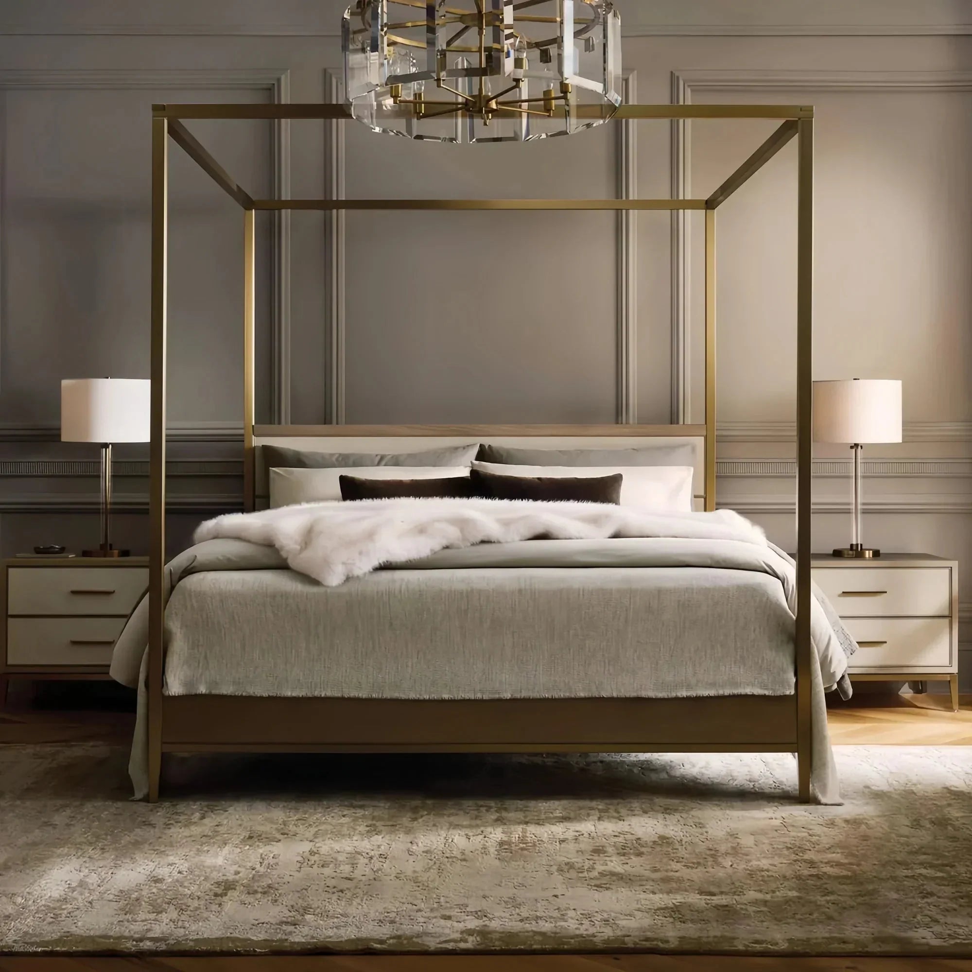 Amaya Round Chandelier 5/7-Light in black - modern bedroom lighting