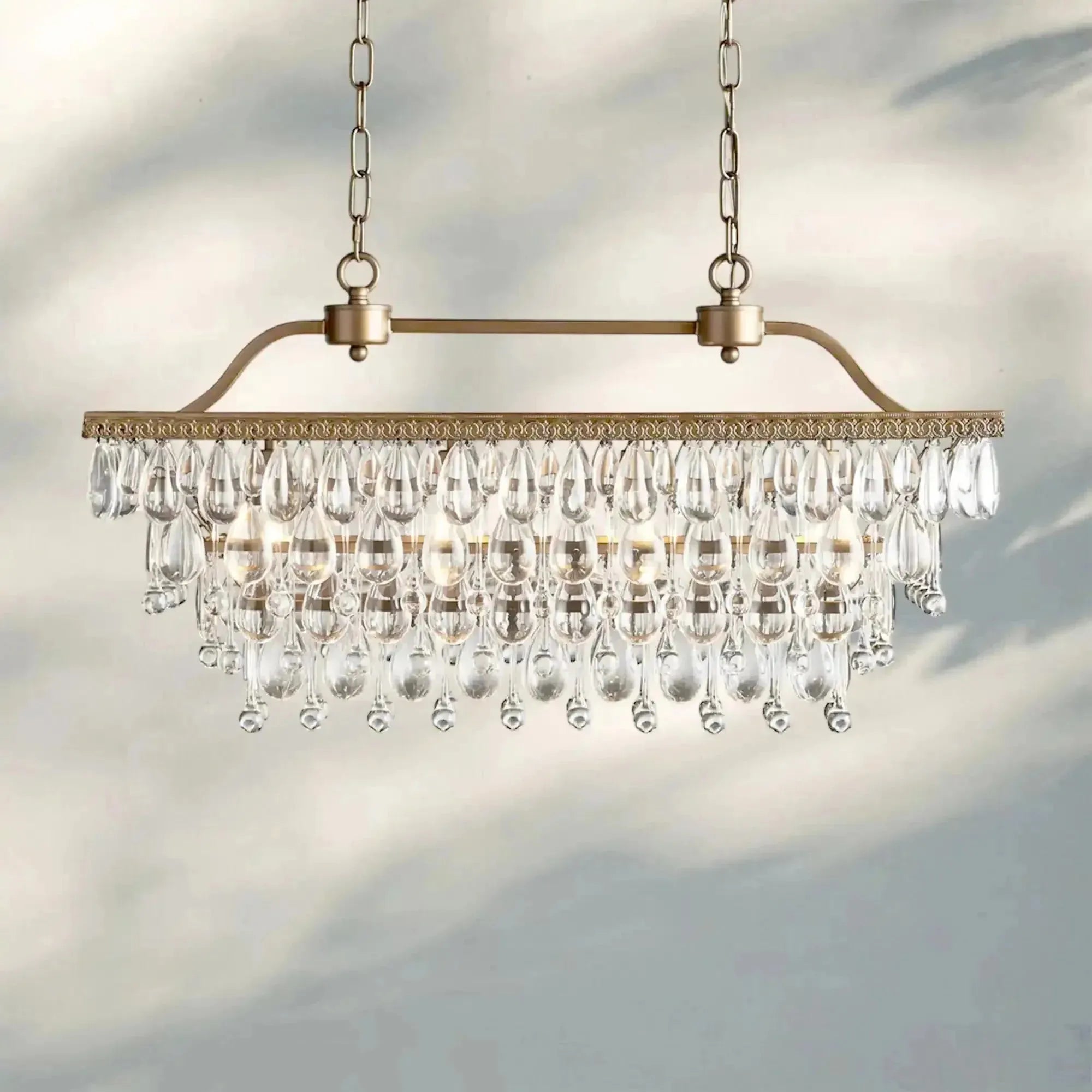Anabelle Rectangular Chandelier in clear - dining room lighting