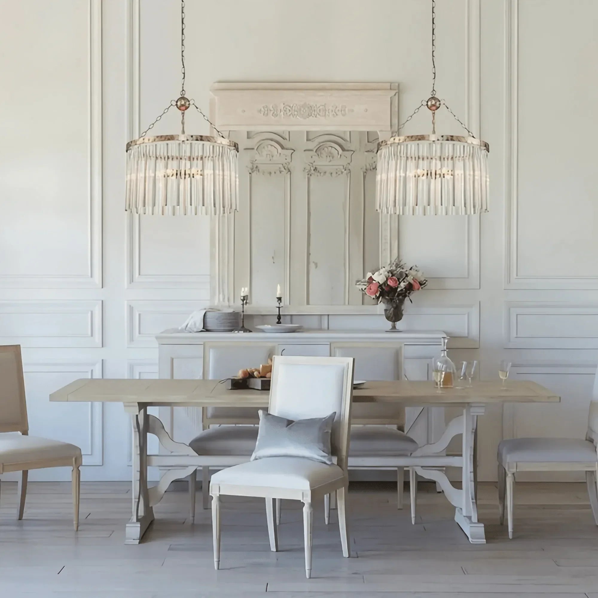 Andalucian Round Chandelier 24"35" in clear - dining room lighting