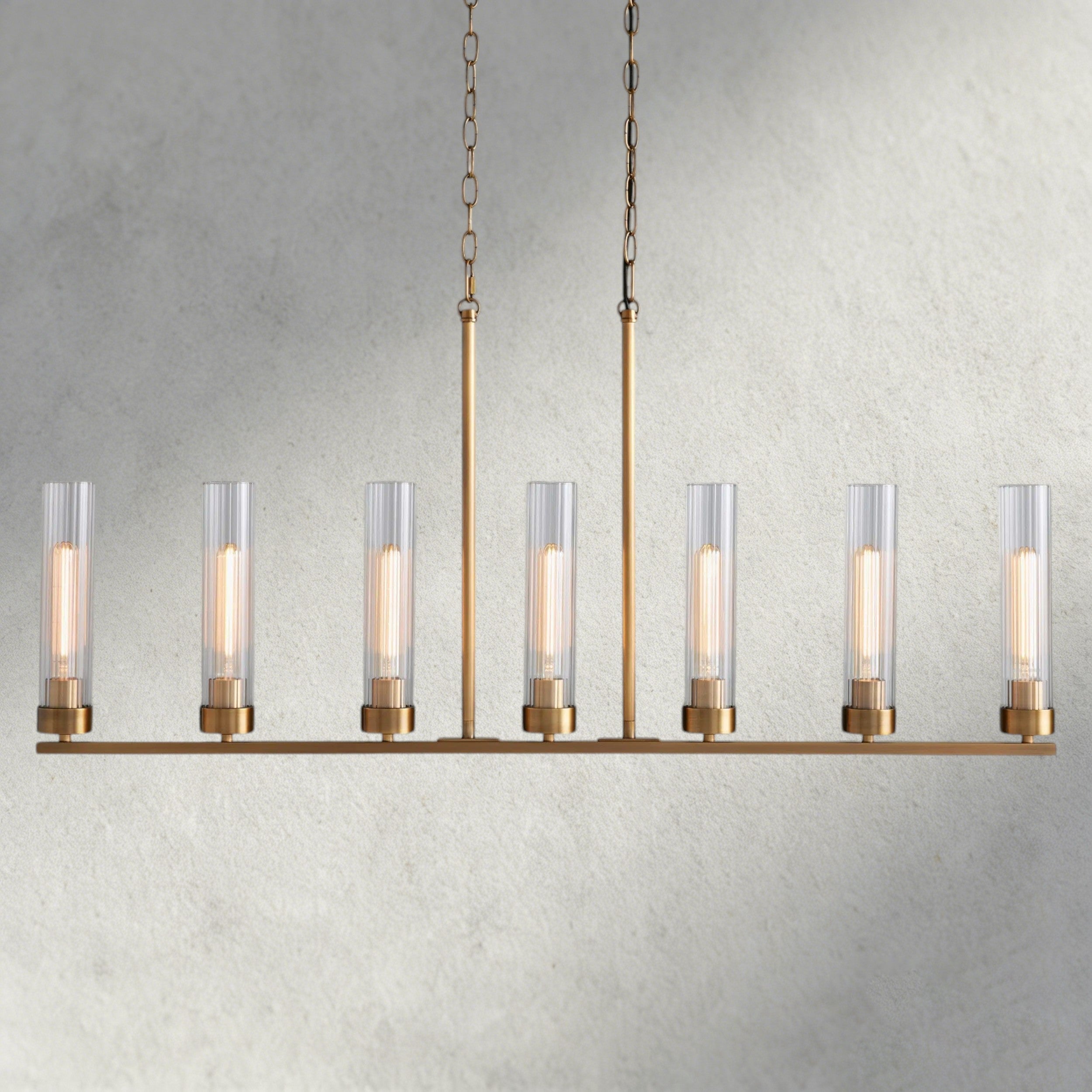 7 Light / Brass Andreas Linear Chandelier