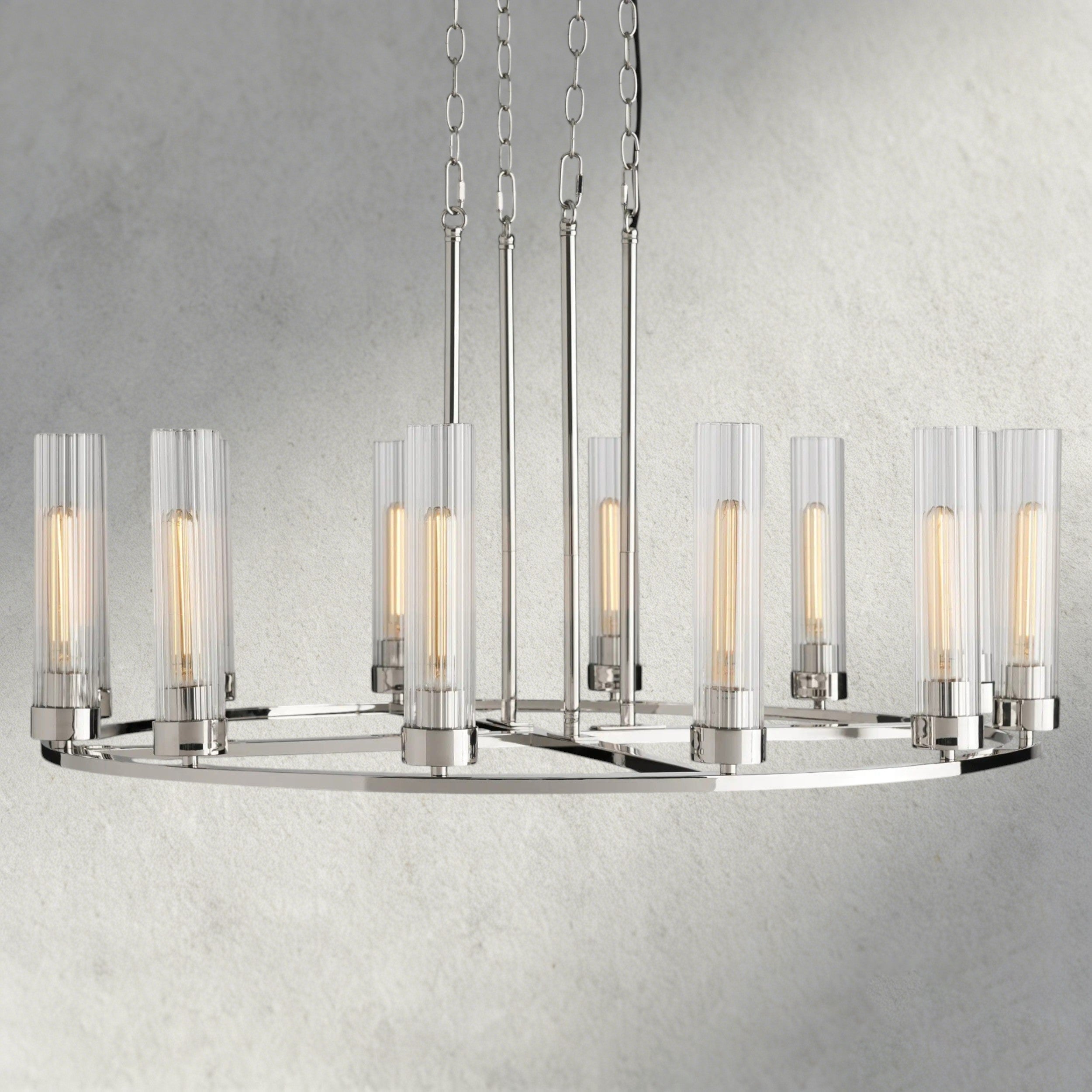 12 Light / Nickle Andreas Round Chandelier 10/ 12 Light