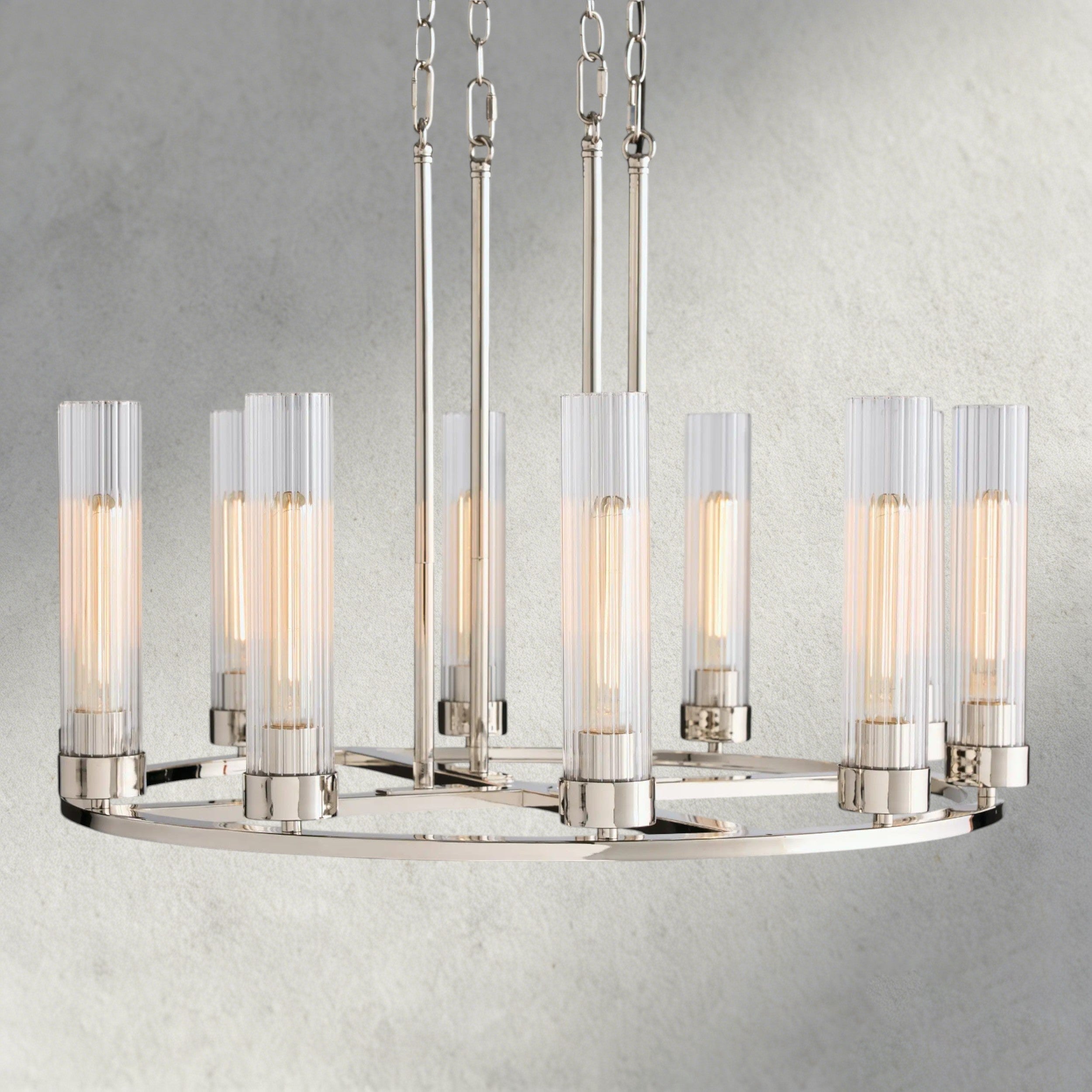 10 Light / Nickle Andreas Round Chandelier 10/ 12 Light