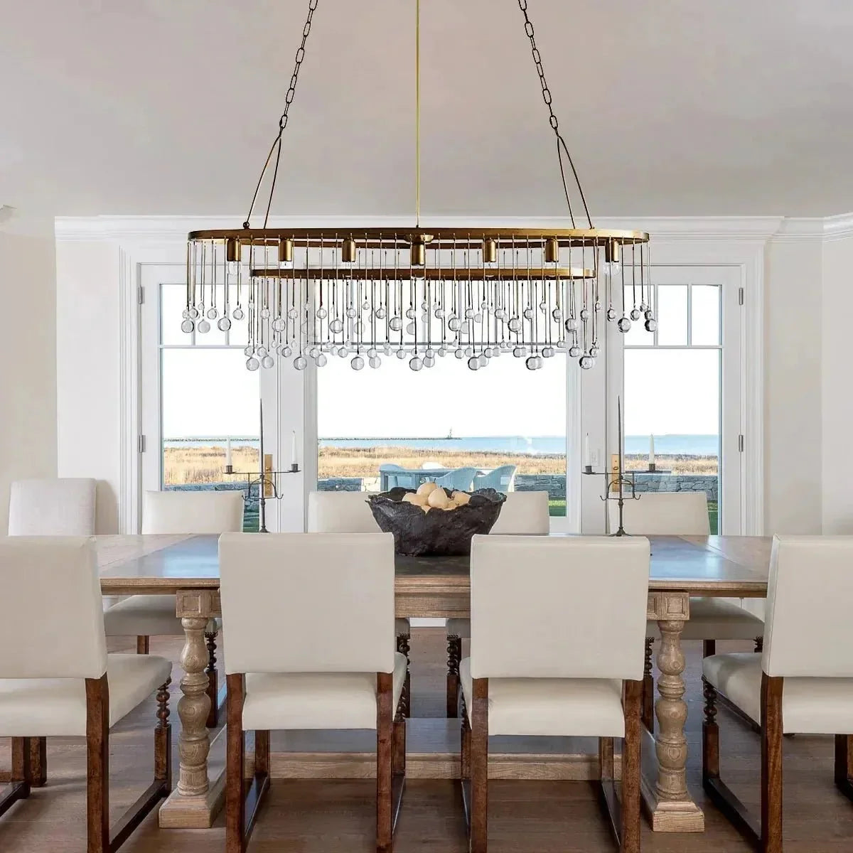 Aubrey 7 Light Oval Chandelier in black - modern dining room lighting